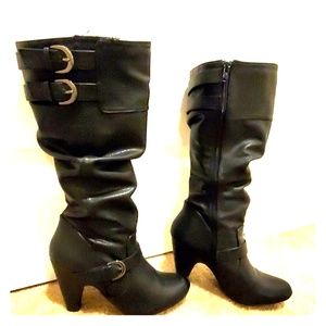 Black leather boots